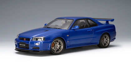 AUTOart: Nissan Skyline GT-R (R34) V-Spec II (Upgraded) - Bayside Blue  (77335) in 1:18 scale