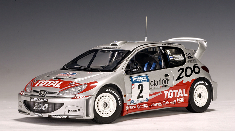 AUTOart: 2002 Peugeot 206 WRC - M.Gronholm / T.Rautiainen #2 (80257) in  1:18 scale