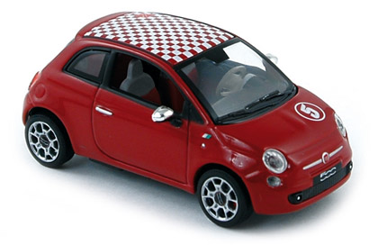 Norev: 2007 Fiat 500 Sport - Red w/ Checkered Roof (770028) in 1