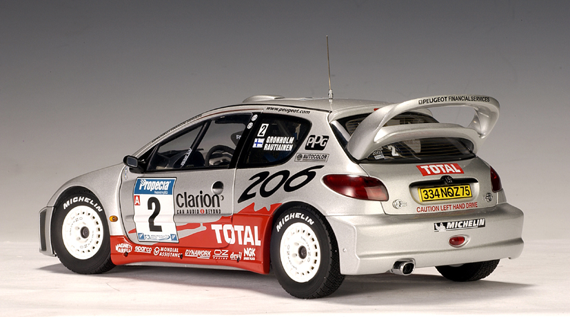 AUTOart: 2002 Peugeot 206 WRC - M.Gronholm / T.Rautiainen #2 (80257) in  1:18 scale