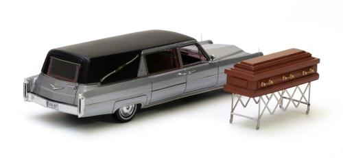 NEO Scale Models: 1966 Cadillac S&S Hearse - Black / Silver (43897