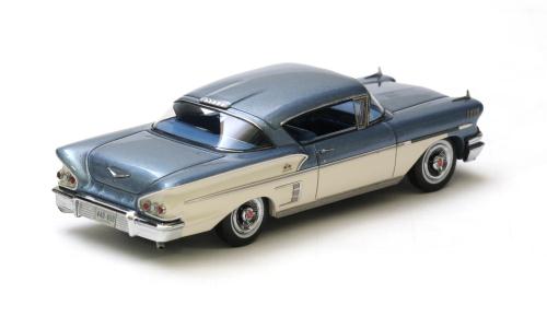 NEO Scale Models: 1958 Chevrolet Bel Air Impala 2Dr Hardtop Coupe - Blue /  White (44085) in 1:43 scale